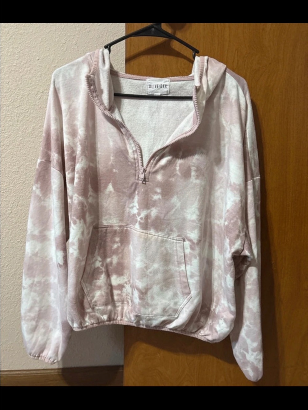 Olive & Oak Blush Pink Tie-Dye Half-Zip Hoodie